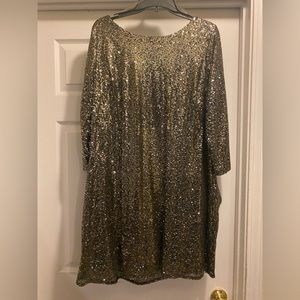 Black and gold sequin dress